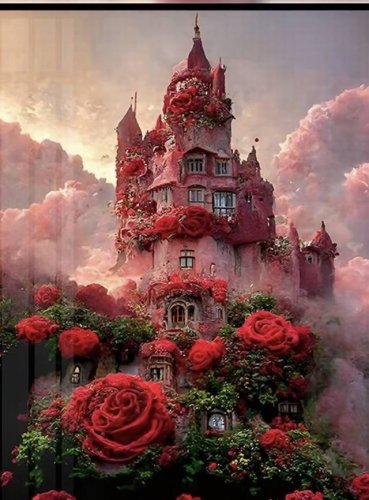 Rose Princess Castle New Diamond Painting 5D HD Stereo Framed Landscape Healing