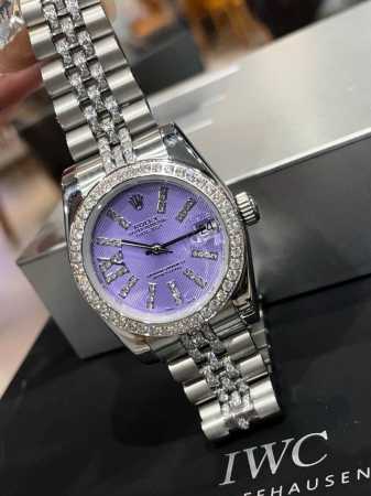 Diamond-Studded Strap Rolex Datejust Series Classic Women's Watch Solid Steel Br - Click Image to Close