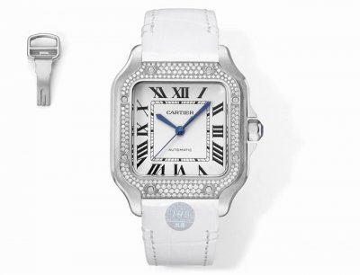 Thb 35.1 Size Cartier New Santos Couple's Watch! Authentic Molded, Beautifully R