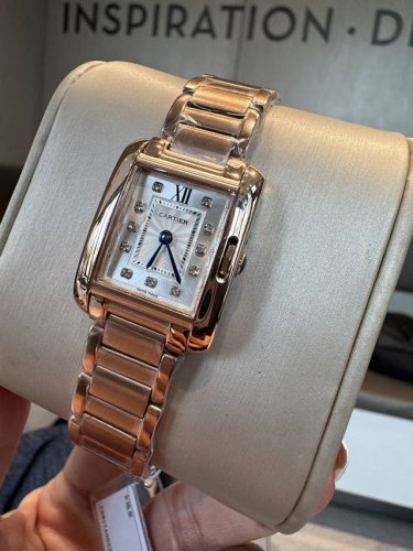 White Steel and Gold Cartier British Tank Series Tank Anglaise Collection Classi