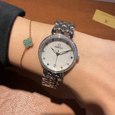 Omega Omega sapphire glass, beautifully inlaid with diamonds, size: 33mm, thickn