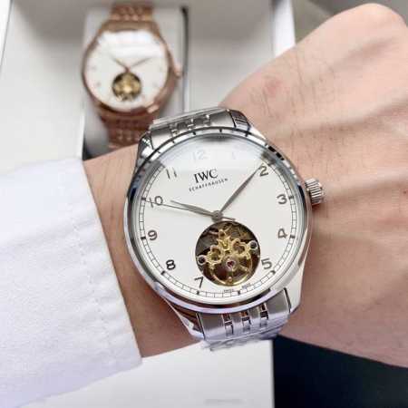 White Gold Sleek Design Gentlemanly Elegance Iwc Men's Watch Automatic Mechanica - Click Image to Close