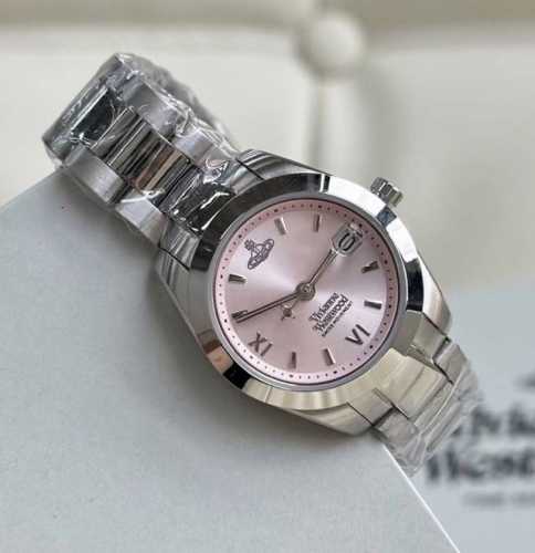 Vivienne Westwood Queen Elizabeth II Pink Dial Silver Steel Strap DDD