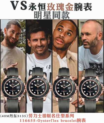 vs 2025 Messi's Yacht-Master Dandong 3135 Rolex Yacht-Master 40Mm Rose Gold R
