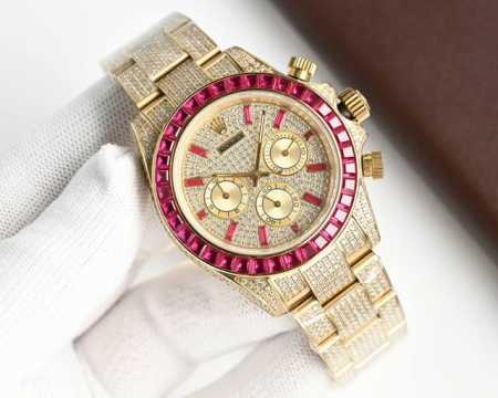 European Edition, Full Diamond Daytona White - Gold Rolex Full Diamond Series, M - Click Image to Close