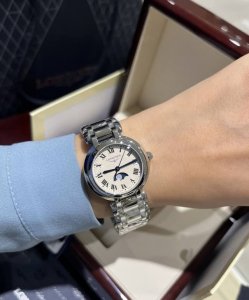 This Longines Moon Phase watch with Roman numerals and moon phase is absolutely