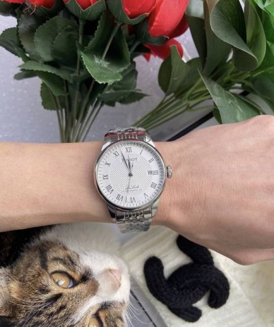 The Tissot Le Locle watch features a simple and elegant dial design, with Roman