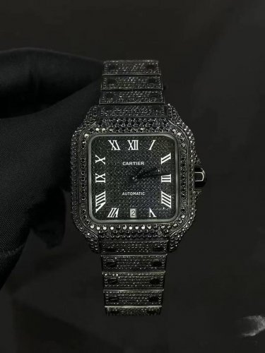 Cartier, Santos Black Knight, available in both genuine diamond and regular dia