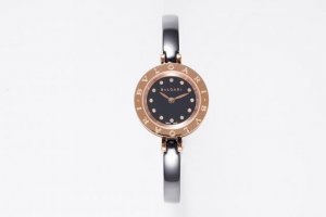The vortex-shaped crownless case design of the Bulgari B.Zero1 ceramic watch is