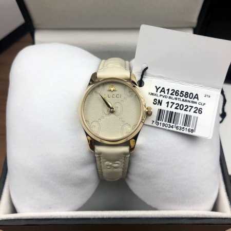 Gucci quartz ladies watch, diameter 28mm, crystal glass, gold PVD-plated case, G - Click Image to Close