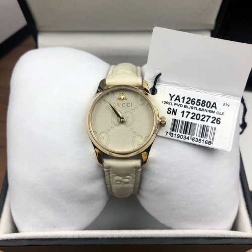 Gucci quartz ladies watch, diameter 28mm, crystal glass, gold PVD-plated case, G