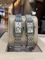 Full Diamond White Gold 680 Tankam Ricaine Watch Cartier American Tank Series Sm
