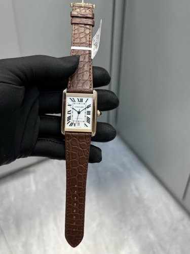 Cartier Tank series men's watch 31mmx40.85mm genuine crocodile leather strap mec