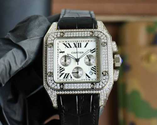 Large and Small Cartier Santos Full Diamond Series 40mm x 14mm Cal imported quar