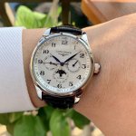 Leather Steel 730 Longines Master Multi-Function Watch. The 3 O'clock, 6 O'clock