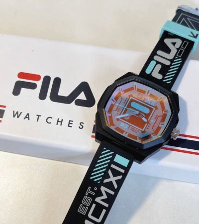 Fila Street Series Authentic Watch, Quartz Movement, Silicone Strap, 45mm, Blac