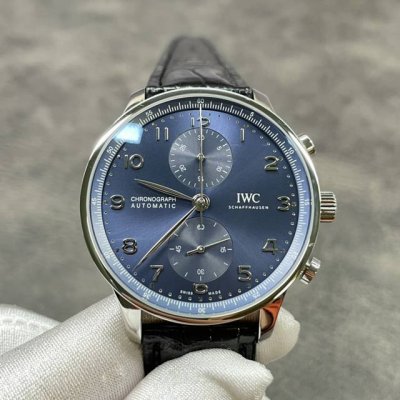 Iwc Portugal Blue, Crocodile Leather! Shipping Real Shot