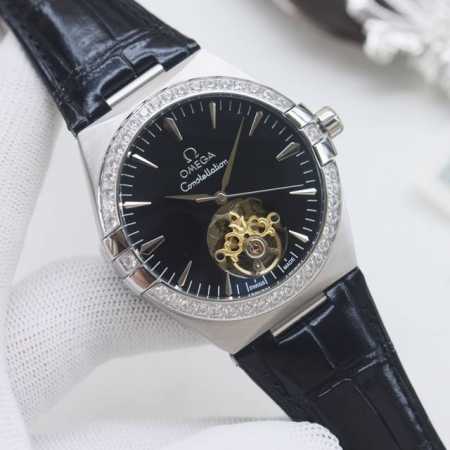 White Diamond Gold Diamond Brand: Omega Type: Men's Watch Case: Premium 316 Stai - Click Image to Close