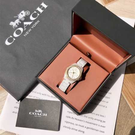 Coach Women's Quartz Watch! 28mm case diameter, smooth and comfortable ceramic c - Click Image to Close