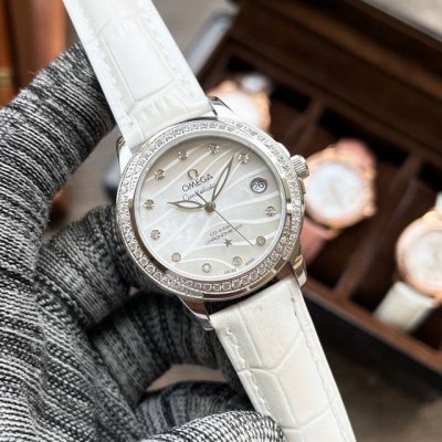Leather Strap, White Case, Rose Gold Case Ceramic Strap, White Case, Rose Gold C