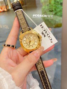 Coach classic quartz women's watch, 36mm diameter, cloth leather strap, pay att