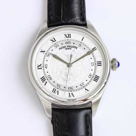 White Gold Patek Philippe Geneva Men's Vintage Series Watch, 3D Carved Dial, The - Click Image to Close