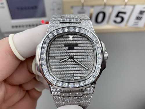 Dw V2 upgraded Patek Philippe Nautilus full diamond real shot 571910G-010