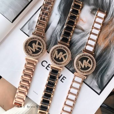 New Mk Timely Turnaround Watch Style Female Watch Bezel Full Circle Zircon Cente