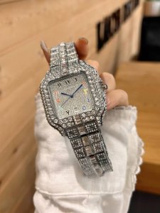 full diamond rose gold Brand: Cartier, boutique watch, classic large three-hand