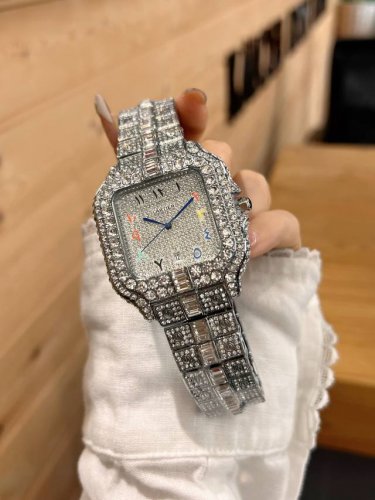 full diamond rose gold Brand: Cartier, boutique watch, classic large three-hand