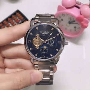 white, gold, Longines 9-wheel automatic sun, moon and star mechanical, 6-digit