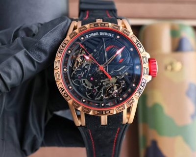 Roger .Rose Red Automatic Winding Movement, Case: 46Mm, Sapphire Crystal Carbon