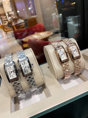 White Gold 420Tankam Ricaine Watch Cartier American Tank Series Small And Medium