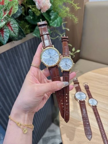 Platinum 300 Omega Couple's Watch Original Imported Quartz Movement Mineral Glas