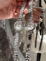Herm S New Faubourg Polka Watch, Diamond-Encrusted Rose Gold Watch, Quartz Movem
