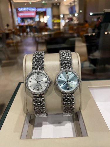 White Steel Piece 350 Diamonds + 30 Omega Simple And Elegant Female Watch Import