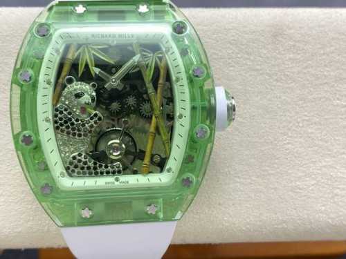 Rm Richard Mille Panda Eating Golden Bamboo Clear Crystal RM26-01 Tourbillon Wat