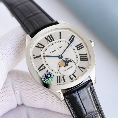 Cartier Drive De Cartier watch. Its elegant and solemn cushion-shaped design, co