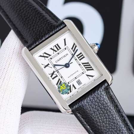Light Diamond 1110Tw Factory Cartier Tank Series Mechanical Men's Steel Case St - Click Image to Close