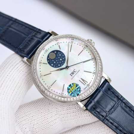 White case, gold case, diamond 50 H8 IWC Women's IWC Portofino Moon Phase Automa - Click Image to Close