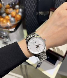 Longines Master 4-hand moon phase with diamond white dial, with two dial diamete