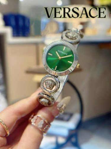 100 steel.Gold coin steel 440 Versace Vedw Medusa lock icon quartz ladies watch.