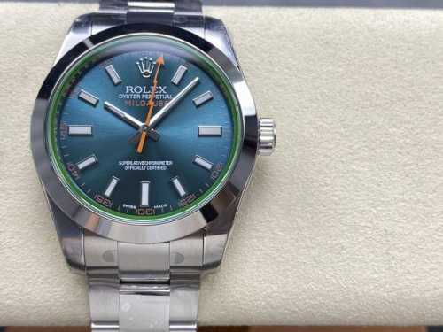 C+ Rolex Milgauss series with green crystal lightning bolt, three codes matching