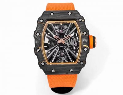 Richardmille The Barrel-Shaped Case Of Richard Mille Gold Carbon Fiber Rm 1 Is M