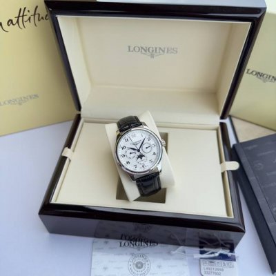 White Gold 700 Longines Master Collection Multi-Function Watch. The 3, 6, And 9