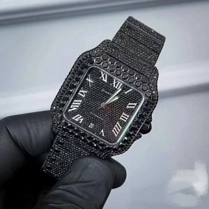 Cartier, Santos Black Warrior, has real diamond version and ordinary diamond ve