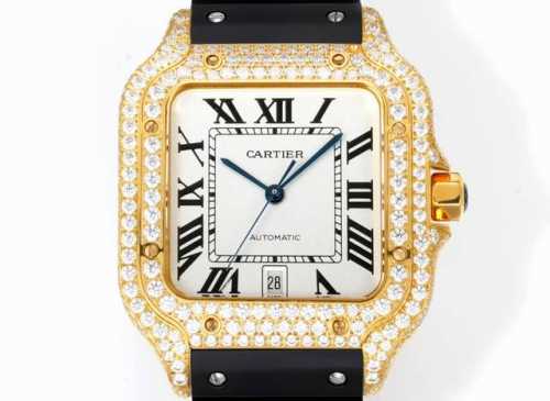 Thb New Arrival - Cartier Santos Full Diamond Strap Authentic Molded Cartier San