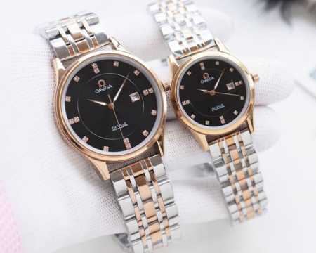 White Case with Gold Case and 20mm Steel Strap Brand: Omega Type: Couple's Watch - Click Image to Close