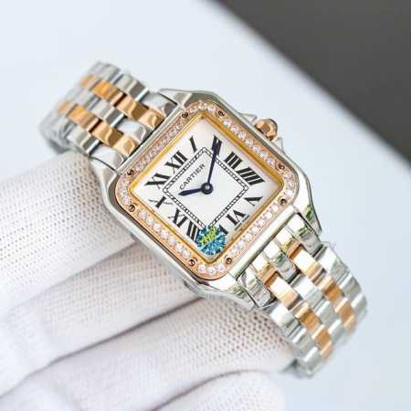 White Steel, Gold Steel Panth Re De Cartier Goddess Mechanical Watch, It Is Not - Click Image to Close