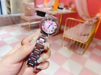 Cartier Blue Balloon Taiwan Movement Pink Mother-Of-Pearl All-Steel 33 Size A Ve
